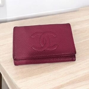 Chanel Pink Leather Key Holder Wallet
